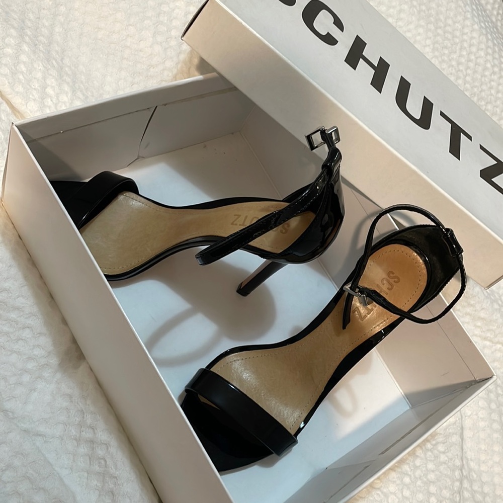 SCHUTZ Black Stiletto Sandal Heel Size 7